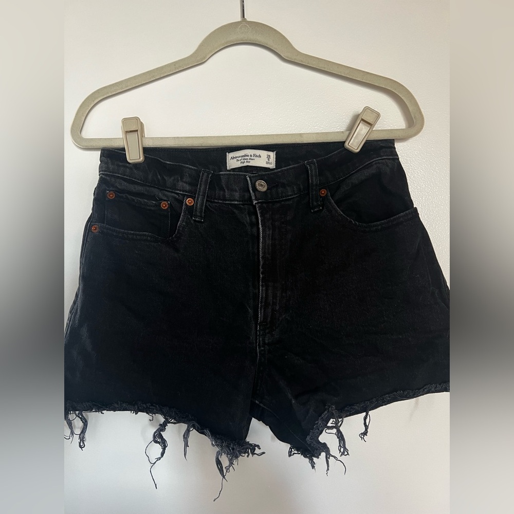 Abercrombie Black Distressed Denim Shorts